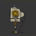 Retro TV Robot With Yellow Screen Antenna Mechanical Arms And Legs