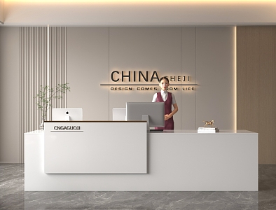 Modern reception desk bar reception hall 3d model