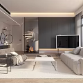 Modern Living Dining Room With Sofa TV Dining Table Pendant Lights And Window View
