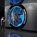 Real Time Projection Monitoring System With Holographic 3D Display And Person Viewing City Night View