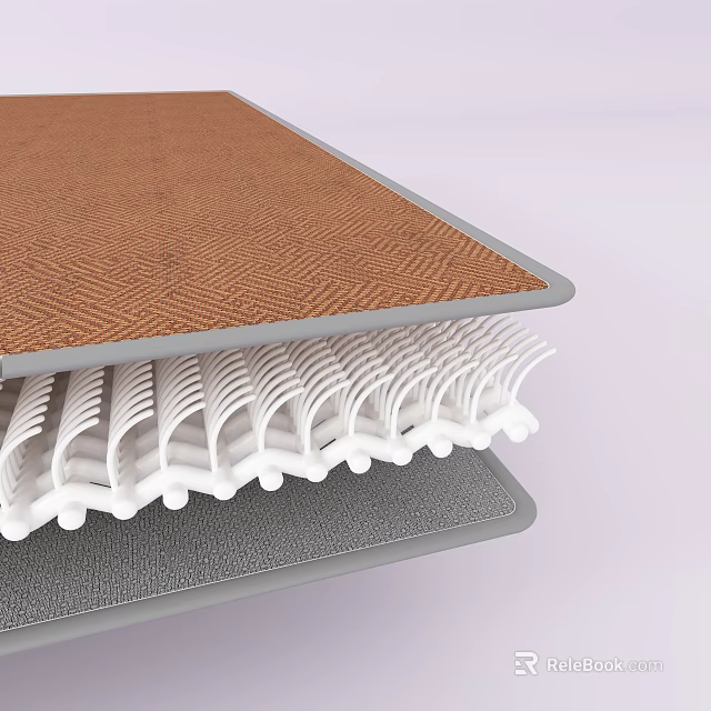 Supportive Mattress Featuring Herringbone Fabric Top Wavy Support Layer And Base Structure 3d model 