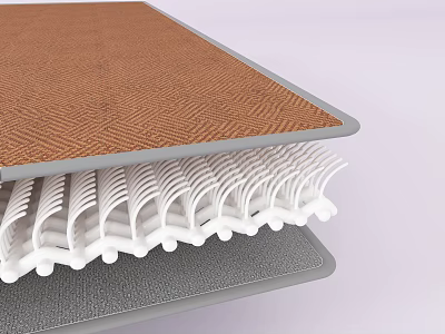 Supportive Mattress Featuring Herringbone Fabric Top Wavy Support Layer And Base Structure 3d model