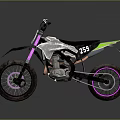 Off Road Motorcycle With 235 Number Pink Rims White Black Body And Green Accents