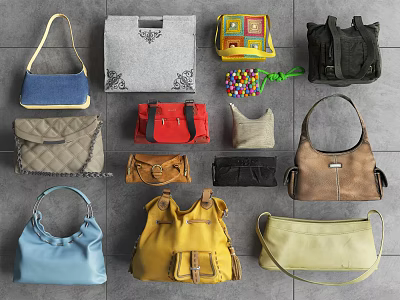 Collection Of Stylish Bags Featuring Handbags Backpacks And Shoulder Bags In Various Colors And Materials 3d model