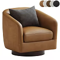 Modern Brown Single Chair With Dark Cushion Swivel Base Design