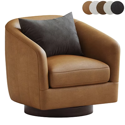 Modern Brown Single Chair With Dark Cushion Swivel Base Design 3d model