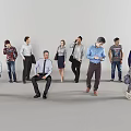 Diverse Group of People Standing and Sitting in Various Casual and Formal Attire