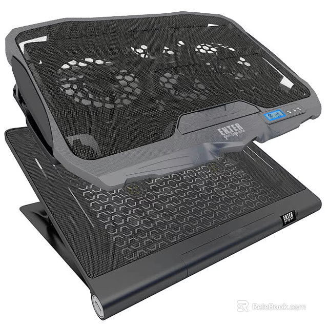 Black Laptop Cooling Pad With Multiple Fans And Honeycomb Heat Dissipation Design 3d model 
