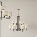 Modern Chandelier Design With Multiple White Shades And Metal Frame Structure 3d model