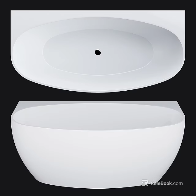 Sleek Modern White Round Bathtub Featuring Smooth Surface And Clean Lines 3d model