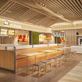 Warm Modern Shopping Mall Food Hall With Natural Wooden Decor And Comfortable Casual Dining Seats