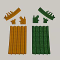 Architectural Components Featuring Yellow Green Roof Tiles And Carved Animal Decorations