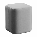 Modern Light Gray Cube Shaped Ottoman with Textured Upholstery for Living Room