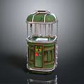 Green Metal Frame Household Storage Cabinet With Transparent Glass Cover And Radioactive Warning Symbol