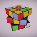 Three Stacked Rubiks Cubes With Colorful Square Faces And Various Colors