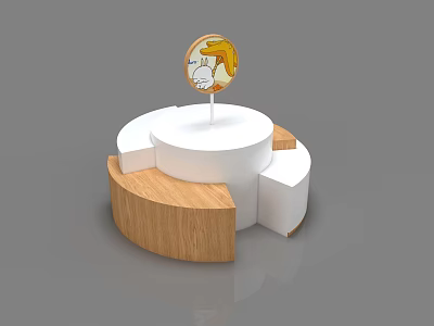 Modern Circular Display Shelf With Wooden And White Multi Level Design 3d model