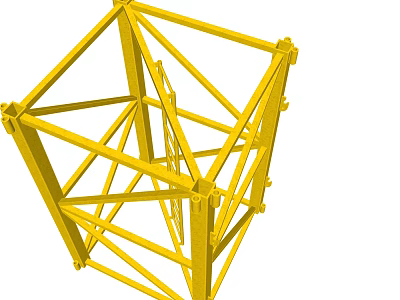 Yellow Metal Geometric Frame Structure With Interconnected Steel Beams For Industrial Use 3d model