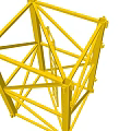 Yellow Metal Geometric Frame Structure With Interconnected Steel Beams For Industrial Use