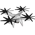 White Quadcopter Drone Design With Four Black Propellers And Camera