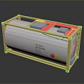 Yellow Frame Transport Container With White Storage Tank And Hazardous Labels