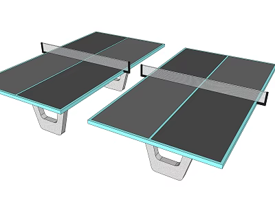 Two Modern Ping Pong Tables Black Tabletop Light Blue Edges White Frames Indoor Sports Equipment 3d model