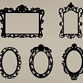 Ornate Gold Picture Frames With Intricate Carvings And Various Shapes