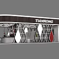 TIANRONG Modern Exhibition Booth With Curved Wooden Exterior Display Screen And Seating