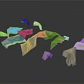Gray Fabric Pieces Scattered On White Background With Textured Material Fragments
