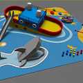 Children's Playground Featuring Boat Shaped Structure Colorful Floor And Fun Play Elements