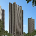 Modern High rise Residential Buildings With Exterior Design And Green Trees Under Blue Sky