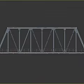 Metal Railway Bridge Model with Steel Frame Structure and Rail Tracks on Reflective Surface