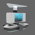 Modern Tech Device With Blue Interface Display Screen And Lighting Base 3d model