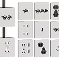 Modern Metallic Switch Panels With Various Sockets And Switches Design 3d model