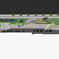 Urban Plaza Landscape Design With Palm Trees Green Seats And Building
