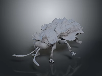 Detailed White Insect 3D Model With Intricate Textures And Sculpted Features 3d model