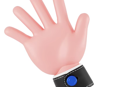Decorative Ornament Set Featuring Pink Hand Model With Black Wristband And Blue Button 3d model