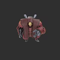 Battle Ready Game Movie Character In Mechanical Red Armor With Yellow Core