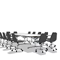 Rectangular Conference Table with Rolling Office Chairs in Modern Office Setting 3d model