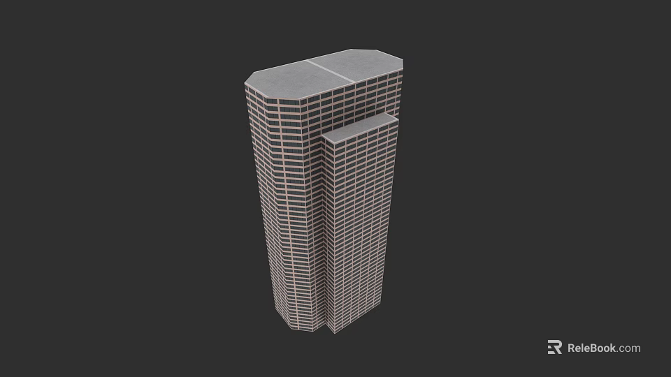 Modern Urban High Rise Building Complex With Connected Glass Facade Design 3d model 