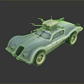 Blue Vintage Sports Car Featuring Streamlined Design And Roof Equipment With Metallic Finish
