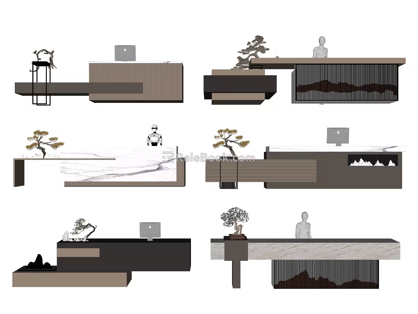 Modern Reception Desk Front Desk 3d model