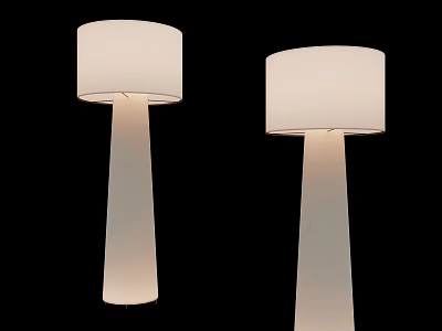 Two Modern Floor Lamps With White Shade And Sleek White Stand Design 3d model