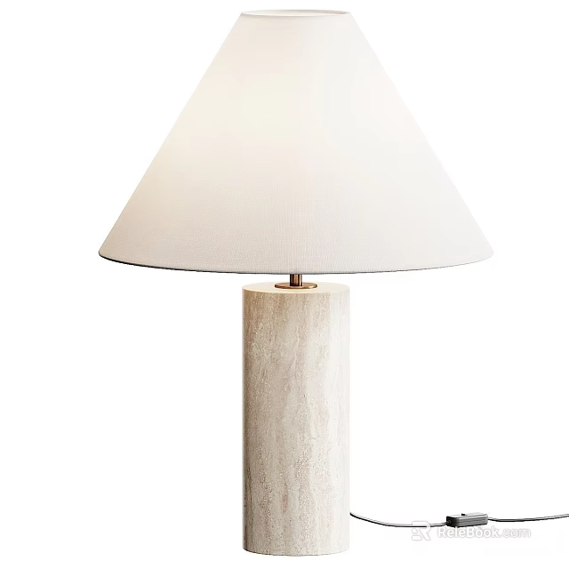 Modern Minimalist Table Lamp With White Fabric Shade And Beige Textured Column Base 3d model 