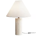 Modern Minimalist Table Lamp With White Fabric Shade And Beige Textured Column Base