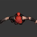 Red Haired 3D Game Movie Character In Combat Outfit With Arm Guards And Mesh Design
