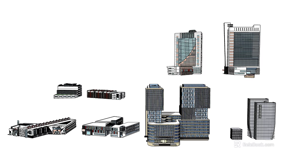 Modern Commercial Complex With Multiple High Rise Buildings And Mixed Use Facilities 3d model 
