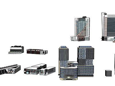 Modern Commercial Complex With Multiple High Rise Buildings And Mixed Use Facilities 3d model