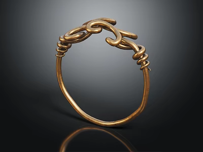 Exquisite Gold Bracelet Jewelry With Intricate Intertwined Link Design And Shiny Finish 3d model