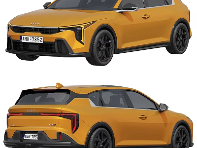 Yellow Modern Crossover Car Exterior With Black Wheels And Sleek Design 3d model