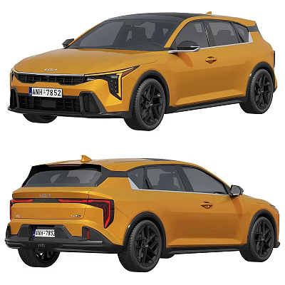 Yellow Modern Crossover Car Exterior With Black Wheels And Sleek Design 3d model
